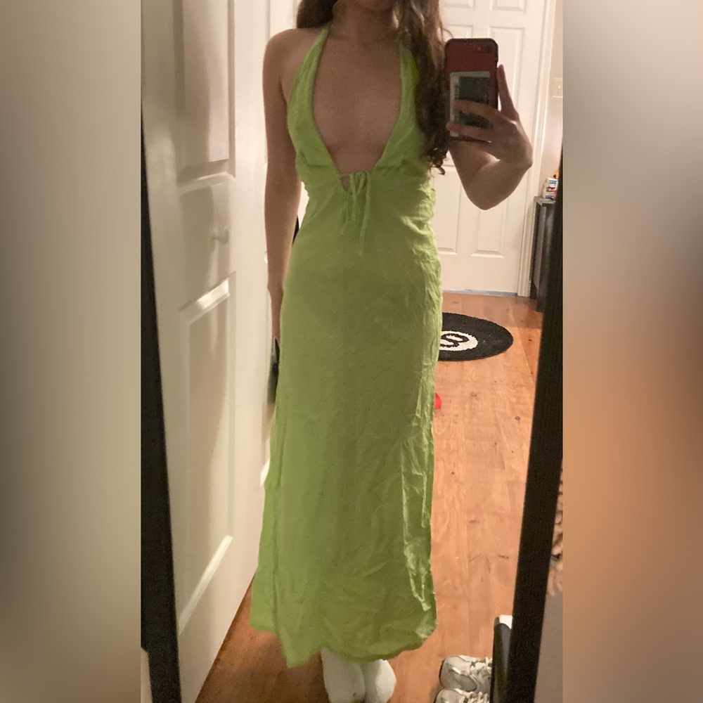 NWT Urban Outfitters BDG Danny Lime Green Halter Dress Size XS